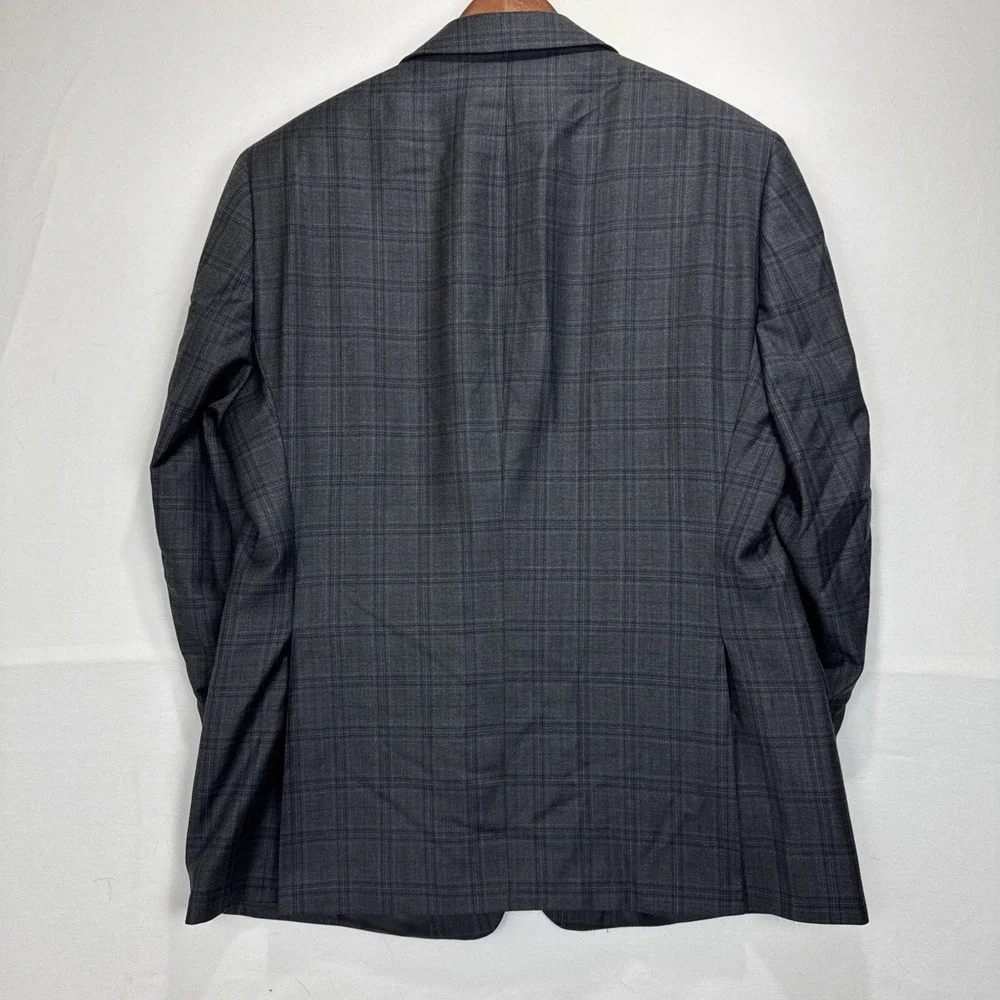 Reda 1865 Sanford Mens 46R Charcoal Grey‎ Plaid 100% Wool Blazer Sport Coat